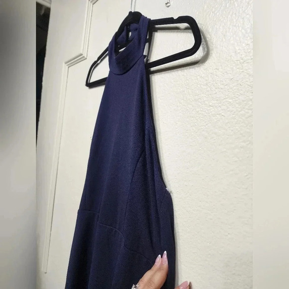 Lulus Majestic Perfection Navy Blue Ruffled Halter Maxi Dress L Wedding Party - Picture 9 of 12
